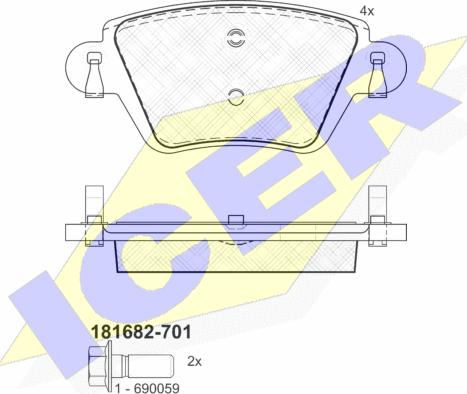 Icer 181682-701 - Тормозные колодки, дисковые, комплект autosila-amz.com