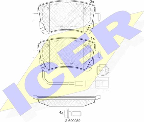 Icer 181674-203 - Тормозные колодки, дисковые, комплект autosila-amz.com