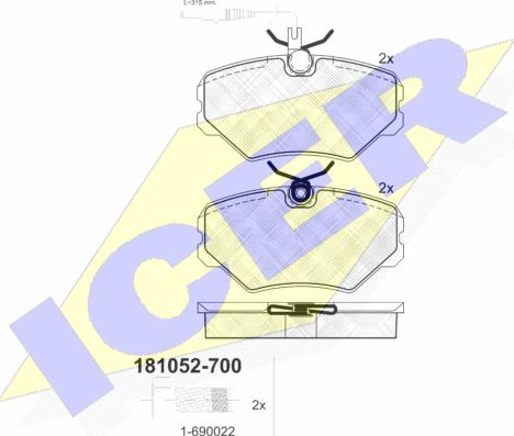 Icer 181052-700 - Тормозные колодки, дисковые, комплект autosila-amz.com
