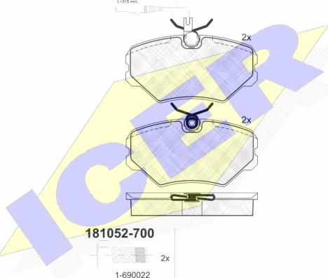 Icer 181052-700 - колодки торм. дисковые ! перед. 110x57x19.3 \PEUGEOT 405 II 2.0 16V 94>95, 4x4 92>95, MI-16, T 16 X4 autosila-amz.com