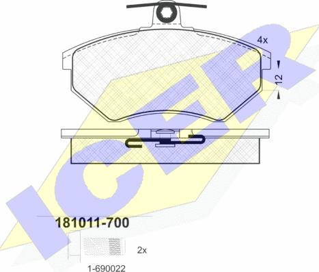 Icer 181011-700 - Тормозные колодки, дисковые, комплект autosila-amz.com