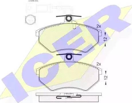 Icer 181013 - Тормозные колодки, дисковые, комплект autosila-amz.com