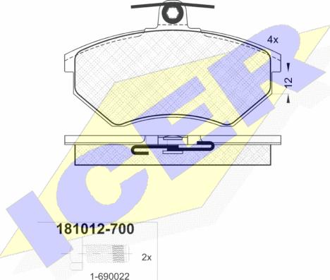 Icer 181012-700 - Тормозные колодки, дисковые, комплект autosila-amz.com