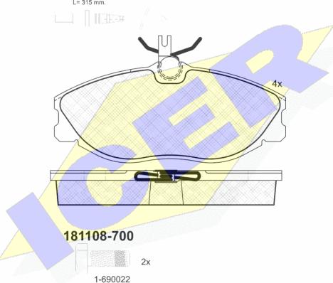 Icer 181108-700 - Тормозные колодки, дисковые, комплект autosila-amz.com