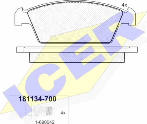 Icer 181134-700 - Тормозные колодки, дисковые, комплект autosila-amz.com