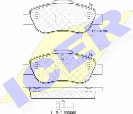 Icer 181843-203 - Тормозные колодки, дисковые, комплект autosila-amz.com