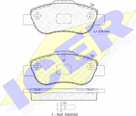 Icer 181843 - Тормозные колодки, дисковые, комплект autosila-amz.com