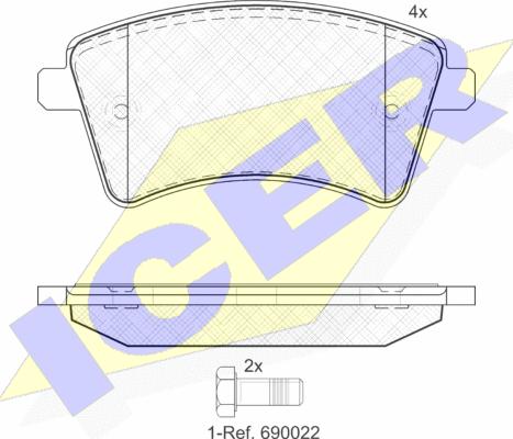 Icer 181854 - Тормозные колодки, дисковые, комплект autosila-amz.com