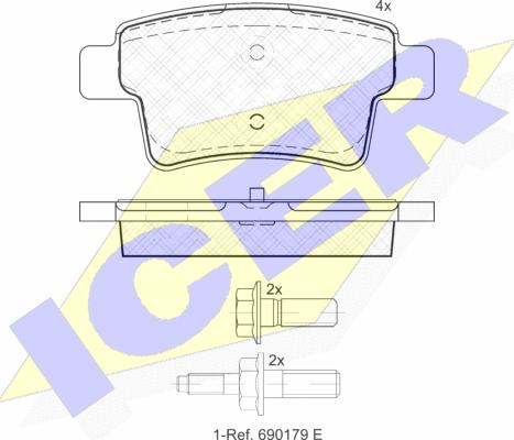 Icer 181853 - Тормозные колодки, дисковые, комплект autosila-amz.com