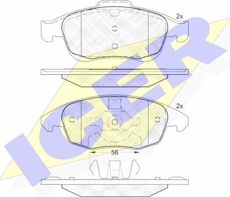 Icer 181852 - Тормозные колодки, дисковые, комплект autosila-amz.com