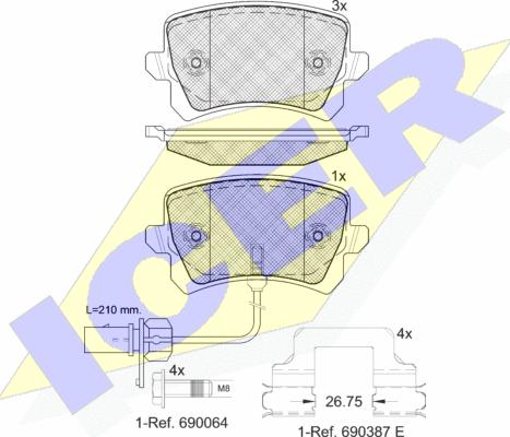 Icer 181857-203 - Тормозные колодки, дисковые, комплект autosila-amz.com