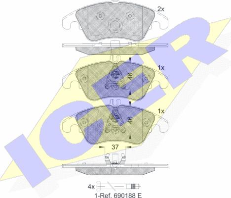 Icer 181865 - Тормозные колодки, дисковые, комплект autosila-amz.com