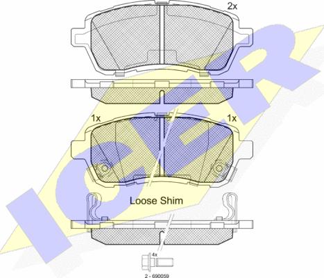 Icer 181881 - Тормозные колодки, дисковые, комплект autosila-amz.com