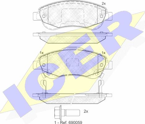 Icer 181887 - Тормозные колодки, дисковые, комплект autosila-amz.com