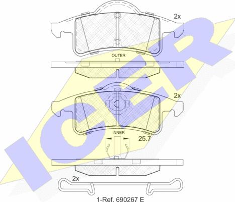 Icer 181399 - Тормозные колодки, дисковые, комплект autosila-amz.com