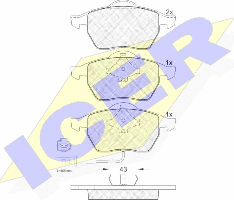 Icer 181396 - Тормозные колодки, дисковые, комплект autosila-amz.com