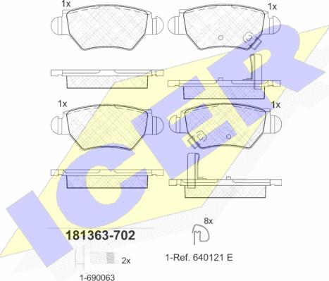 Icer 181363-702 - Тормозные колодки, дисковые, комплект autosila-amz.com