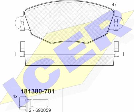 Icer 181380-701 - Тормозные колодки, дисковые, комплект autosila-amz.com