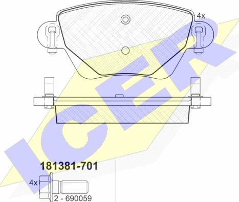 Icer 181381-701 - Тормозные колодки, дисковые, комплект autosila-amz.com