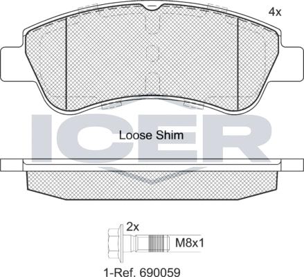 Icer 181388-402 - Тормозные колодки, дисковые, комплект autosila-amz.com