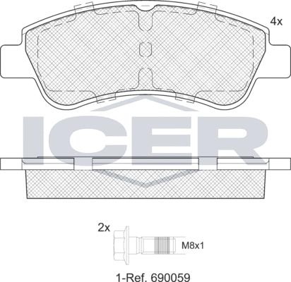 Icer 181388e1 - Тормозные колодки, дисковые, комплект autosila-amz.com