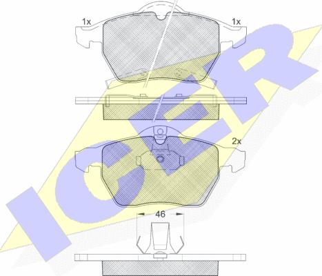 Icer 181383 - Тормозные колодки, дисковые, комплект autosila-amz.com