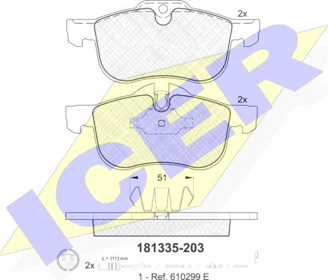 Icer 181335 - Тормозные колодки, дисковые, комплект autosila-amz.com