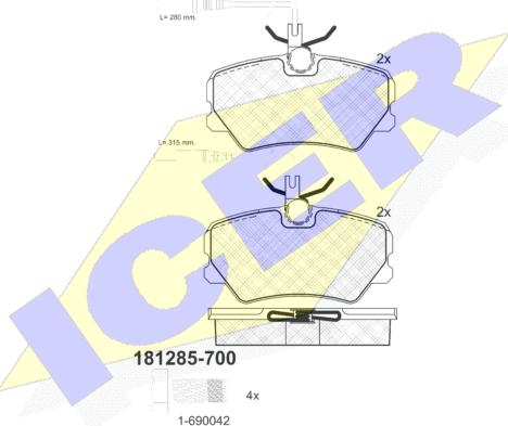 Icer 181285-700 - Тормозные колодки, дисковые, комплект autosila-amz.com