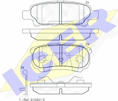 Icer 181746 - Колодки тормозные Mitsubishi Lancer задние с датчиками ICER autosila-amz.com