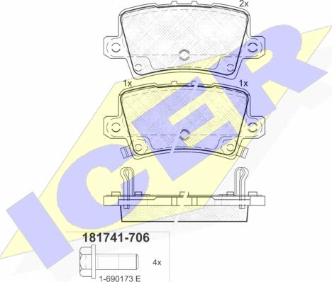 Icer 181741-706 - Тормозные колодки, дисковые, комплект autosila-amz.com