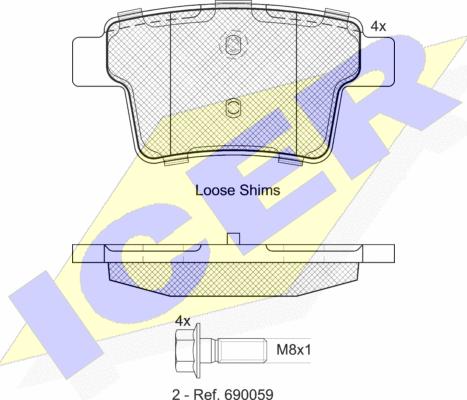 Icer 181722-701 - Тормозные колодки, дисковые, комплект autosila-amz.com