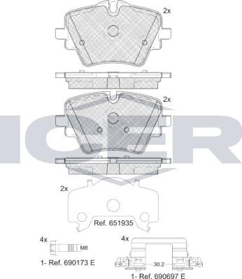 Icer 182472 - Тормозные колодки, дисковые, комплект autosila-amz.com