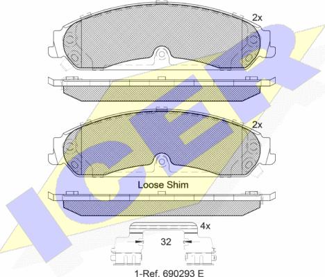 Icer 182097 - Тормозные колодки, дисковые, комплект autosila-amz.com