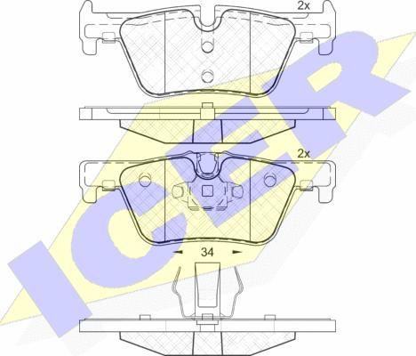 Icer 182049 - Тормозные колодки, дисковые, комплект autosila-amz.com