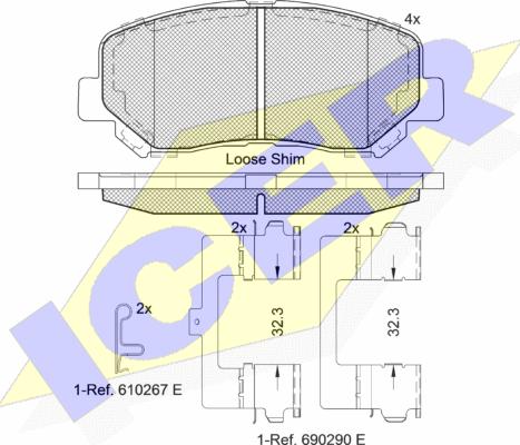 Icer 182055 - Тормозные колодки, дисковые, комплект autosila-amz.com