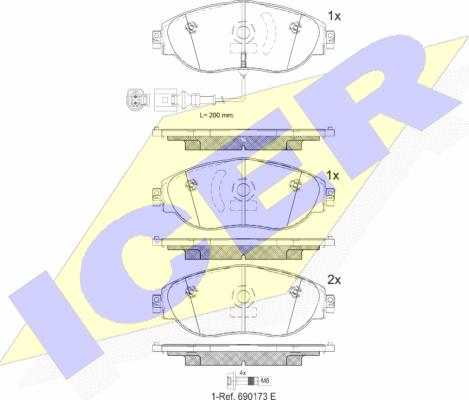 Icer 182018 - Тормозные колодки, дисковые, комплект autosila-amz.com