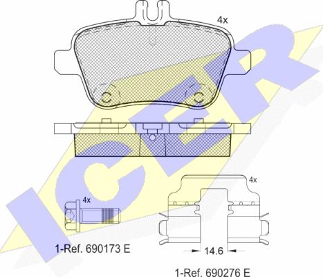 Icer 182039 - Тормозные колодки, дисковые, комплект autosila-amz.com