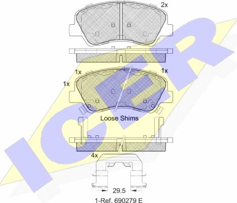 Icer 182035 - Тормозные колодки, дисковые, комплект autosila-amz.com