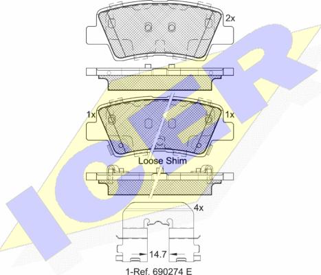 Icer 182036 - Тормозные колодки, дисковые, комплект autosila-amz.com