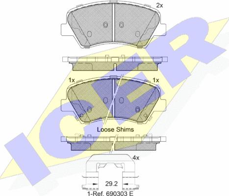 Icer 182029 - Тормозные колодки, дисковые, комплект autosila-amz.com