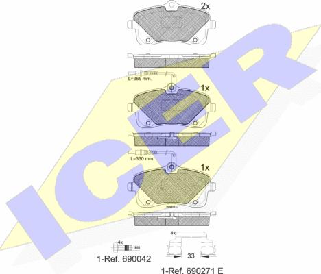 Icer 182024 - Тормозные колодки, дисковые, комплект autosila-amz.com