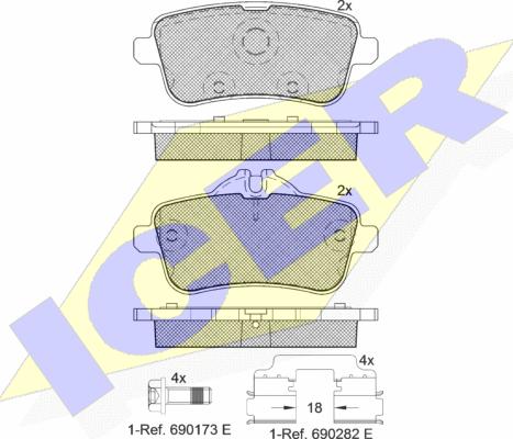 Icer 182072-067 - Тормозные колодки, дисковые, комплект autosila-amz.com