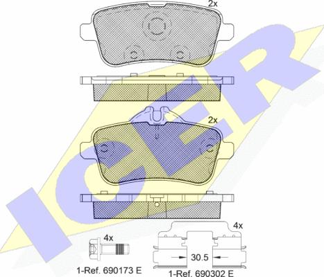 Icer 182072-200 - Тормозные колодки, дисковые, комплект autosila-amz.com