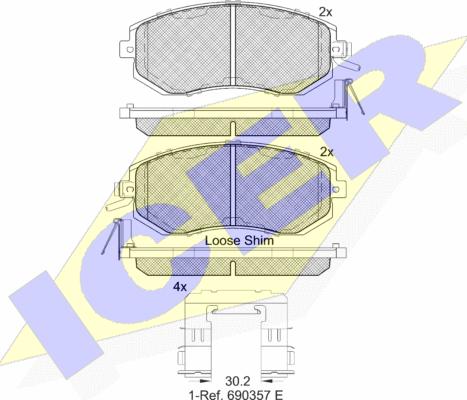 Icer 182199 - Тормозные колодки, дисковые, комплект autosila-amz.com