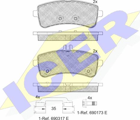 Icer 182145 - Тормозные колодки, дисковые, комплект autosila-amz.com