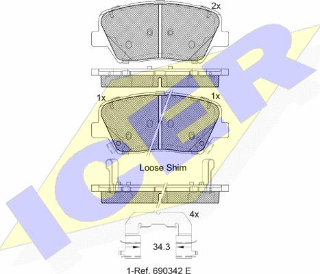 Icer 182147 - Тормозные колодки, дисковые, комплект autosila-amz.com