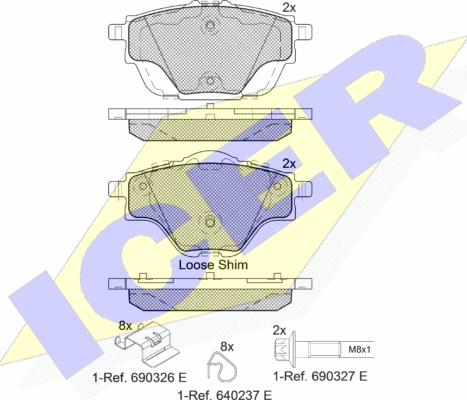 Icer 182161 - Тормозные колодки, дисковые, комплект autosila-amz.com