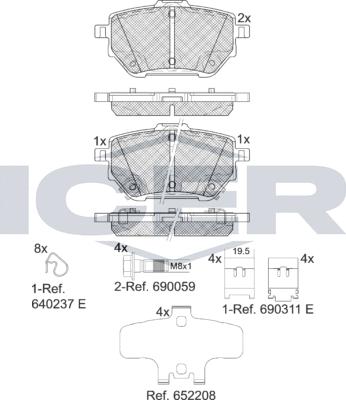 Icer 182398 - Тормозные колодки, дисковые, комплект autosila-amz.com
