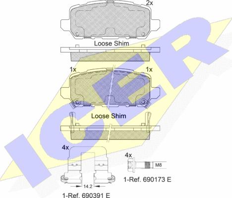 Icer 182312 - Тормозные колодки, дисковые, комплект autosila-amz.com