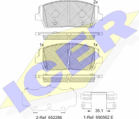 Icer 182378 - Тормозные колодки, дисковые, комплект autosila-amz.com